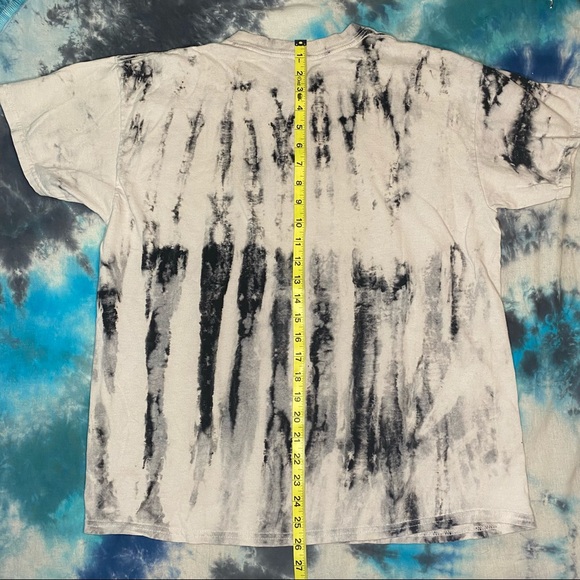 Men’s Largr AC/DC acid wash/tie dye black and white Back in Black tee VGUC - Picture 3 of 4